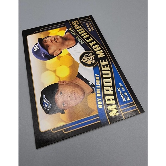 Derek Jeter, Yankees, Roy Halladay, Blue Jays - Marquee Matchups Baseball Card - Picture 3 of 4